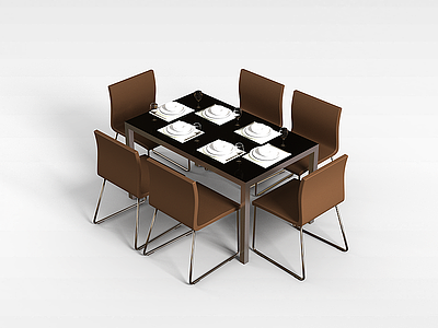 时尚餐厅桌椅模型3d模型