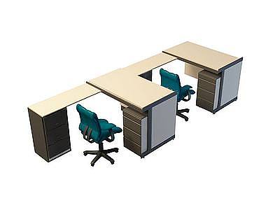 简约职员桌椅模型3d模型