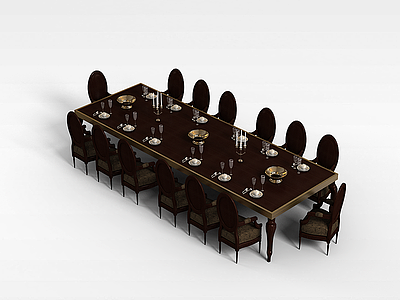 3d商务宴会桌椅模型
