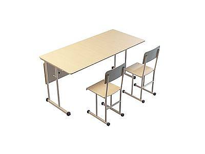 简约课桌椅模型3d模型