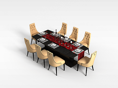 欧式时尚桌椅模型3d模型