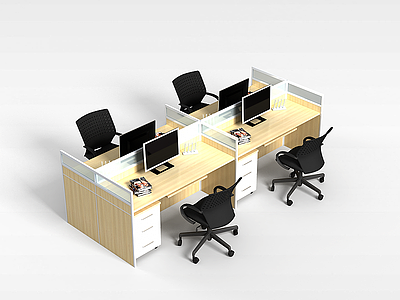 3d办公室桌椅组合模型
