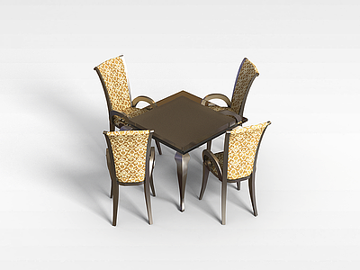 方形桌椅组合模型3d模型