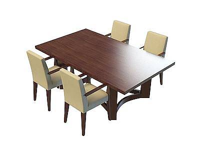 4人餐桌椅组合模型3d模型