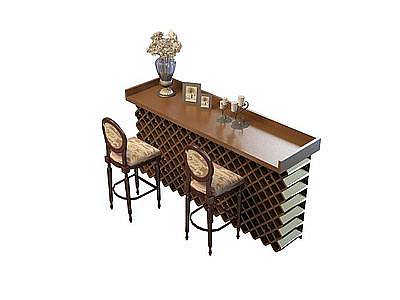 3d酒吧桌椅组合免费模型