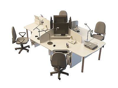 3d职员办公桌椅模型