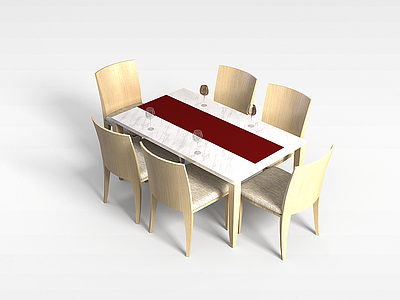 3d时尚桌椅组合模型