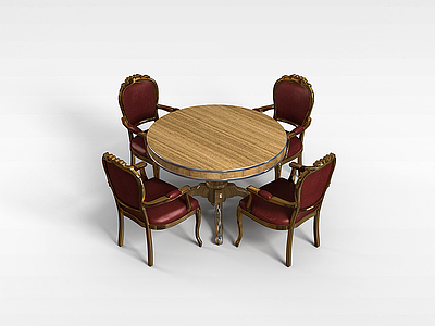 3d奢华欧式餐桌椅模型