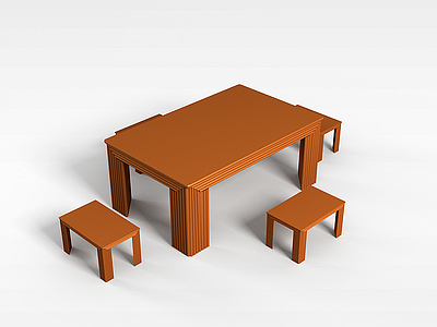实木田园桌模型3d模型