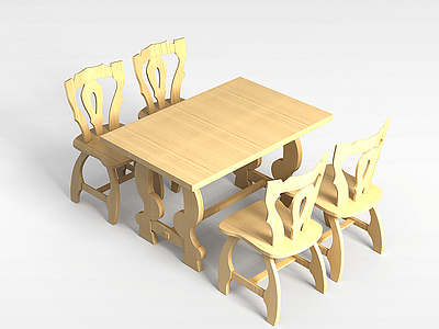 3d田园风格桌椅模型