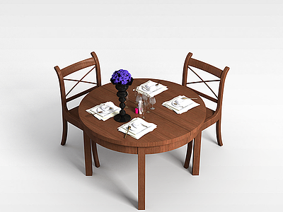 餐厅实木桌椅模型3d模型