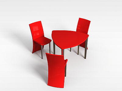 3d塑料桌椅组合模型