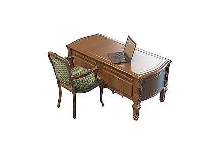 书房木质桌椅模型3d模型