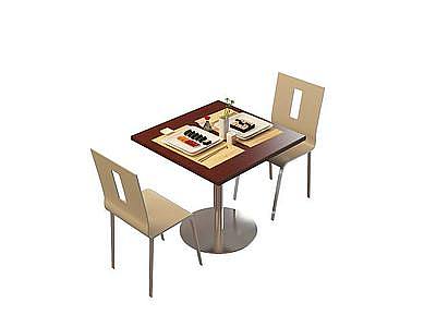 3d2人餐桌椅组合免费模型
