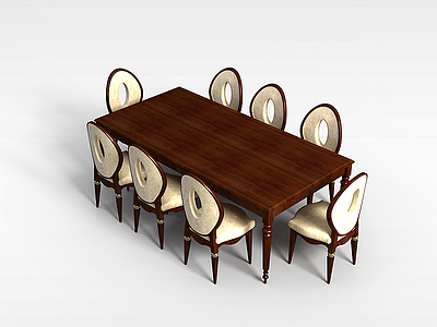 欧式多人桌椅模型3d模型
