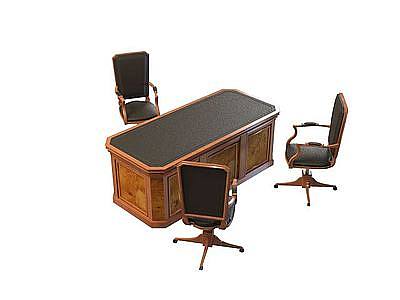 老板桌椅组合模型3d模型