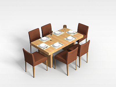 3d客厅餐桌餐椅模型