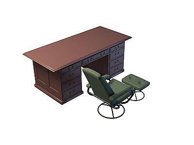3d中式办公桌椅免费模型