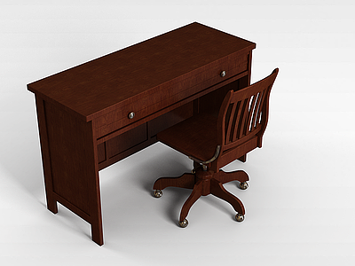 3d古典书房桌椅模型
