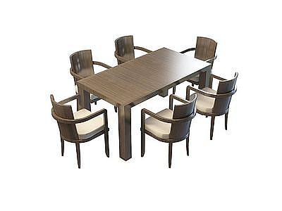 3d实木餐桌椅免费模型