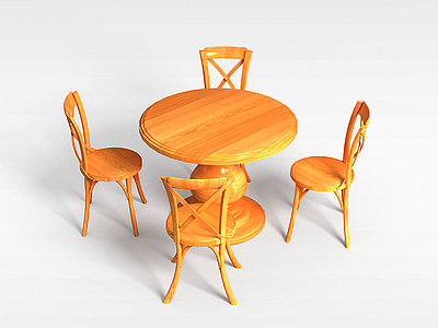 3d实木休闲桌椅模型