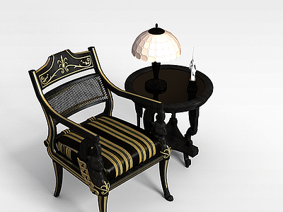3d欧式实木桌椅模型