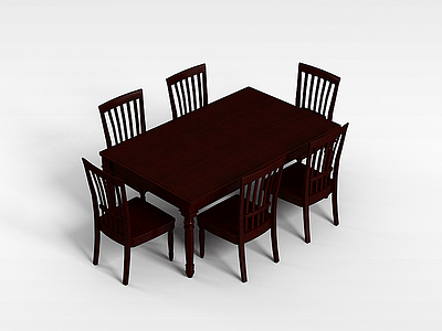 3d简易中式桌椅模型