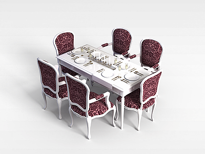 3d欧式豪华餐桌椅模型