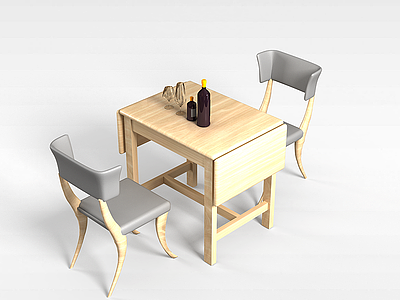 3d2人桌椅组合模型