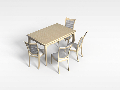 3d现代客厅餐桌椅模型