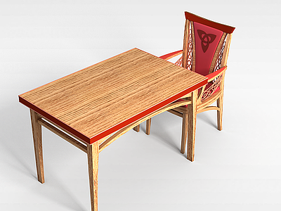 普通桌椅组合模型3d模型