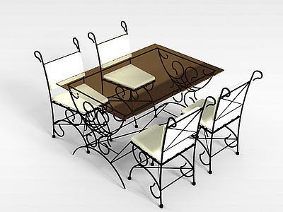 3d铁艺造型桌椅模型