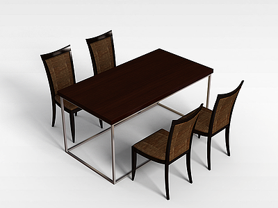 3d简易桌椅组合模型