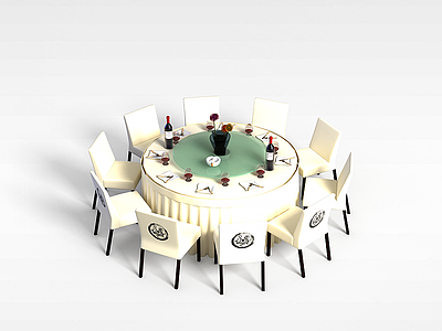 3d高档酒店桌椅模型