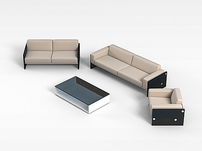 3d组合式沙发茶几组合模型