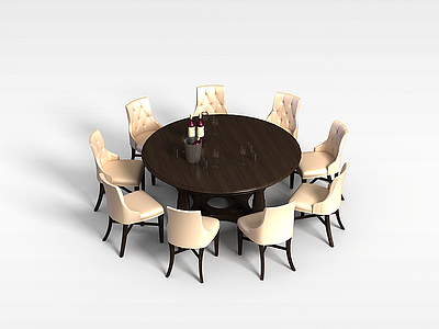 3d多人桌椅组合模型