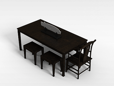 3d练字桌椅组合模型