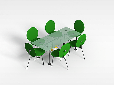 3d玻璃休闲桌椅模型