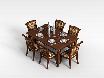 欧式经典餐桌椅模型3d模型