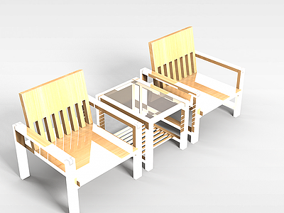 3d原木座椅组合模型