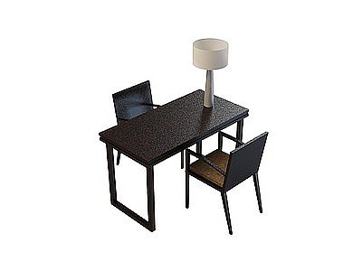 书房双人桌椅模型3d模型