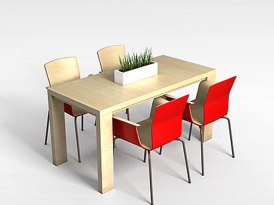 小户型桌椅组合模型3d模型