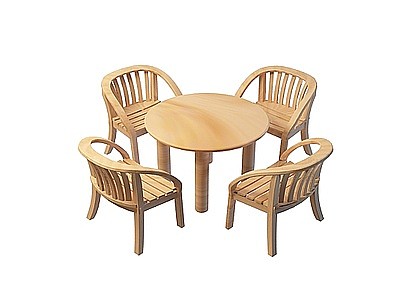 3d实木户外桌椅模型