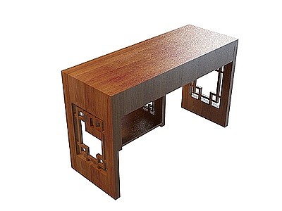 中式复古书桌椅模型3d模型