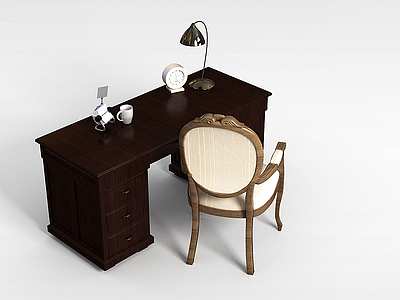 古典书房桌椅模型3d模型