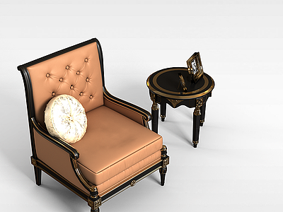 3d奢华欧式桌椅组合模型