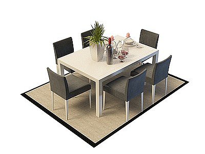 3d现代餐桌椅组合免费模型