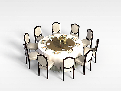 宴会厅桌椅组合模型3d模型
