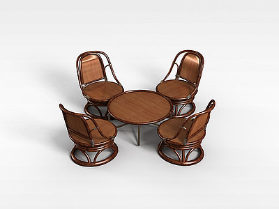 3d四人桌椅组合模型