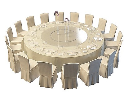 3d宴会厅桌椅模型